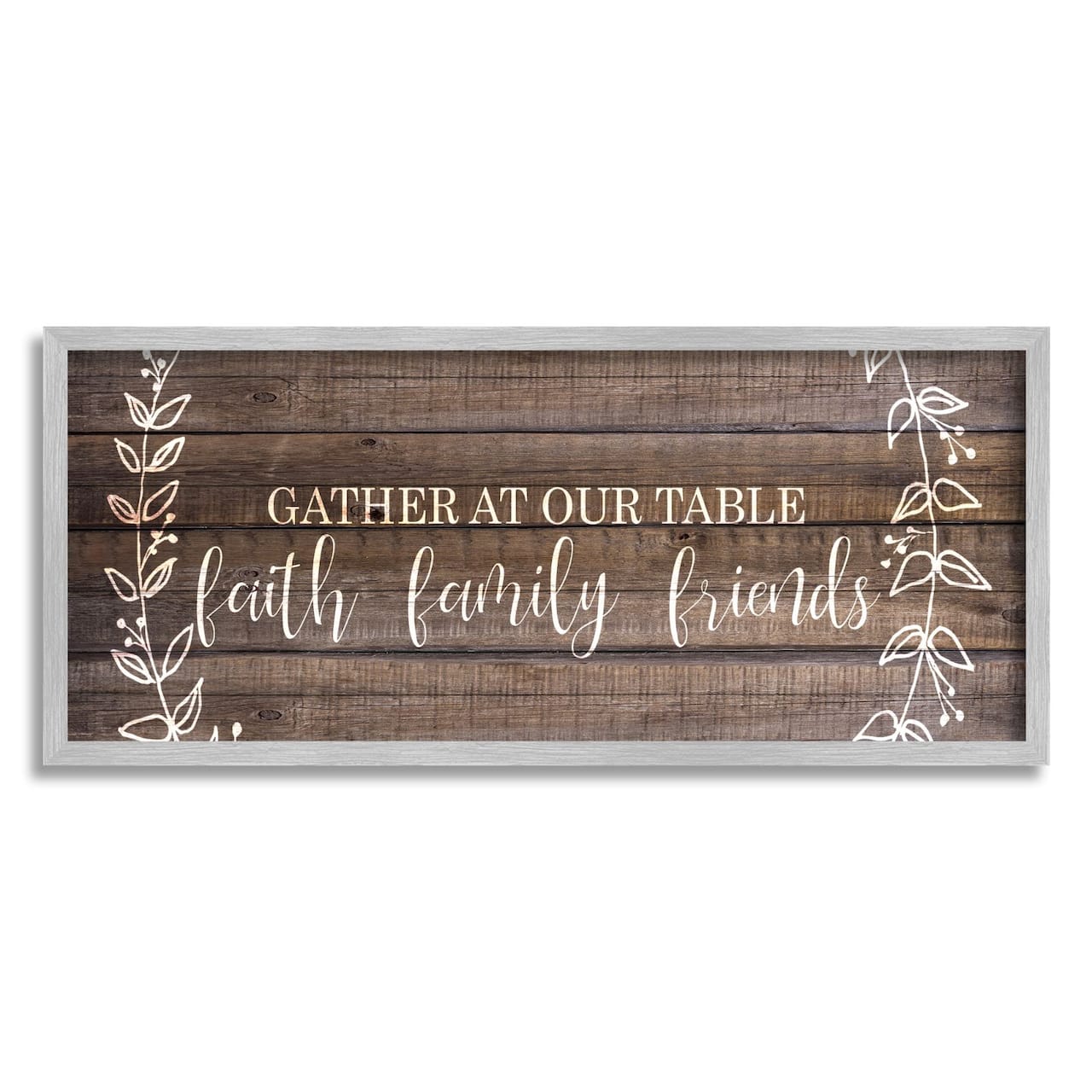 Stupell Industries Faith Family Friends Quote Wood Pattern Rustic Phrase Framed Wall Art
